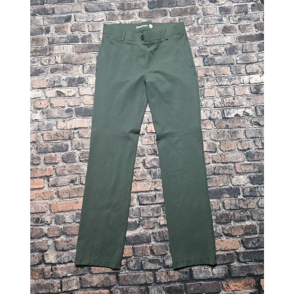 Betabrand Womens Dress Yoga Pants Stretch Straight Leg Pull On Green Size Medium